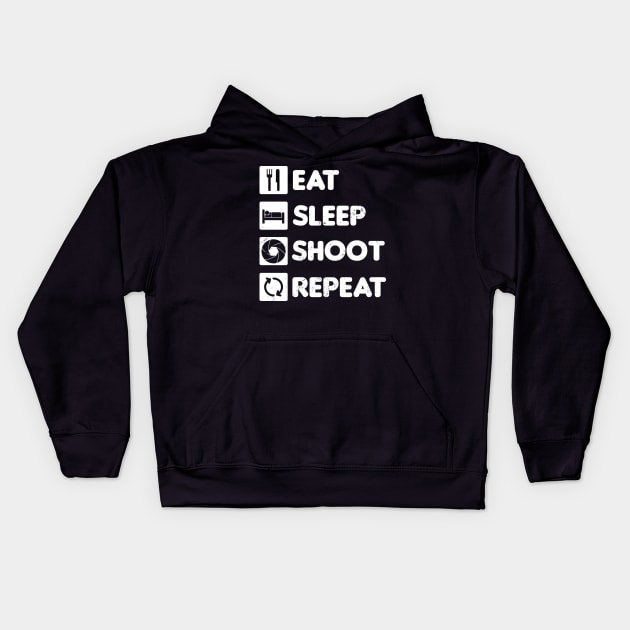 Filmmaker Shirt | Eat Sleep Shoot Repeat Gift Kids Hoodie by Gawkclothing